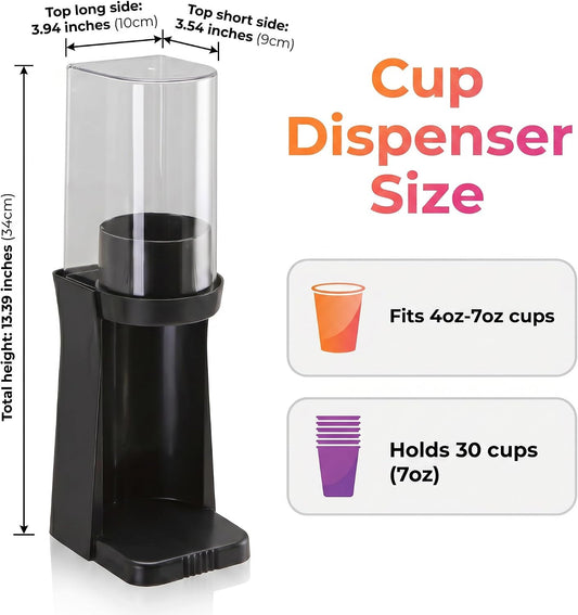 Cup Dispenser for 4oz-7oz Disposable Paper Plastic Cups, Wall Mount & Desktop Cup Holder, 30-Cup Pull Type Organizer for Water Cooler, Office, Home, RV, Gym (White)