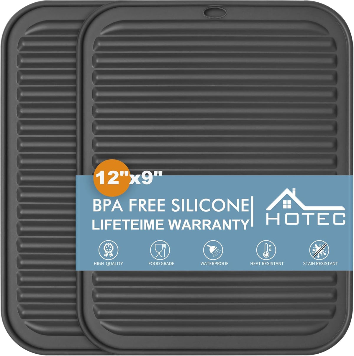 HOTEC 2-Pack Silicone Trivets, Classic Blue