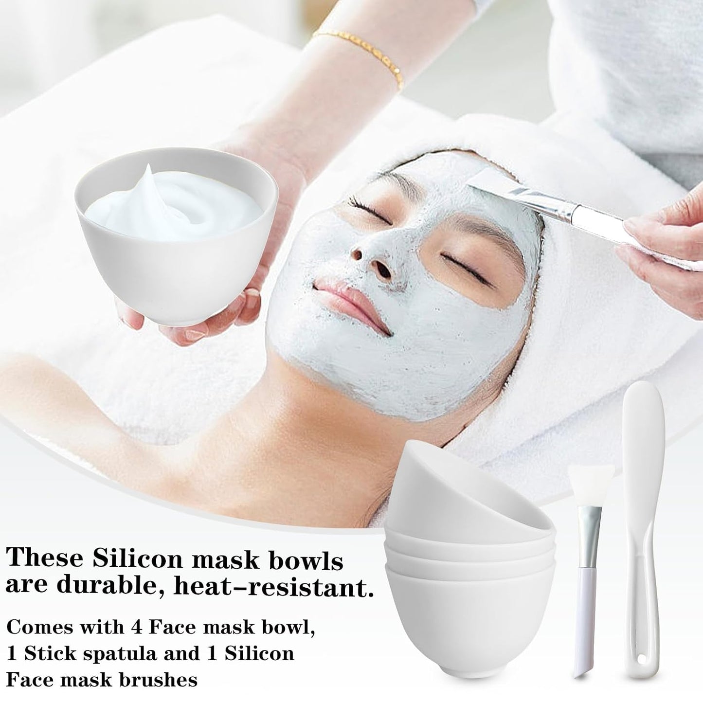 6Pcs Silicone Mixing Bowls, Silicone Bowls for Facials, DIY Face Mask Mixing Bowl for Home Salon Spa Face Skin Applicator Bowl, Black