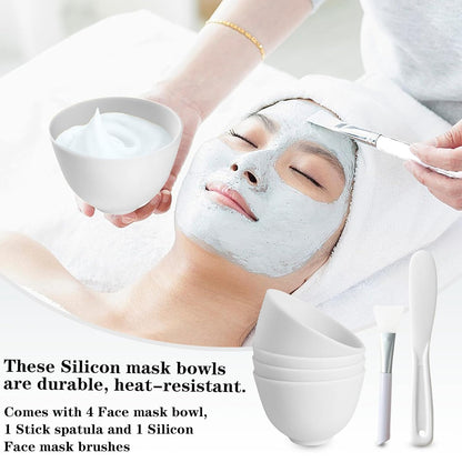 6Pcs Silicone Mixing Bowls, Silicone Bowls for Facials, DIY Face Mask Mixing Bowl for Home Salon Spa Face Skin Applicator Bowl, Black