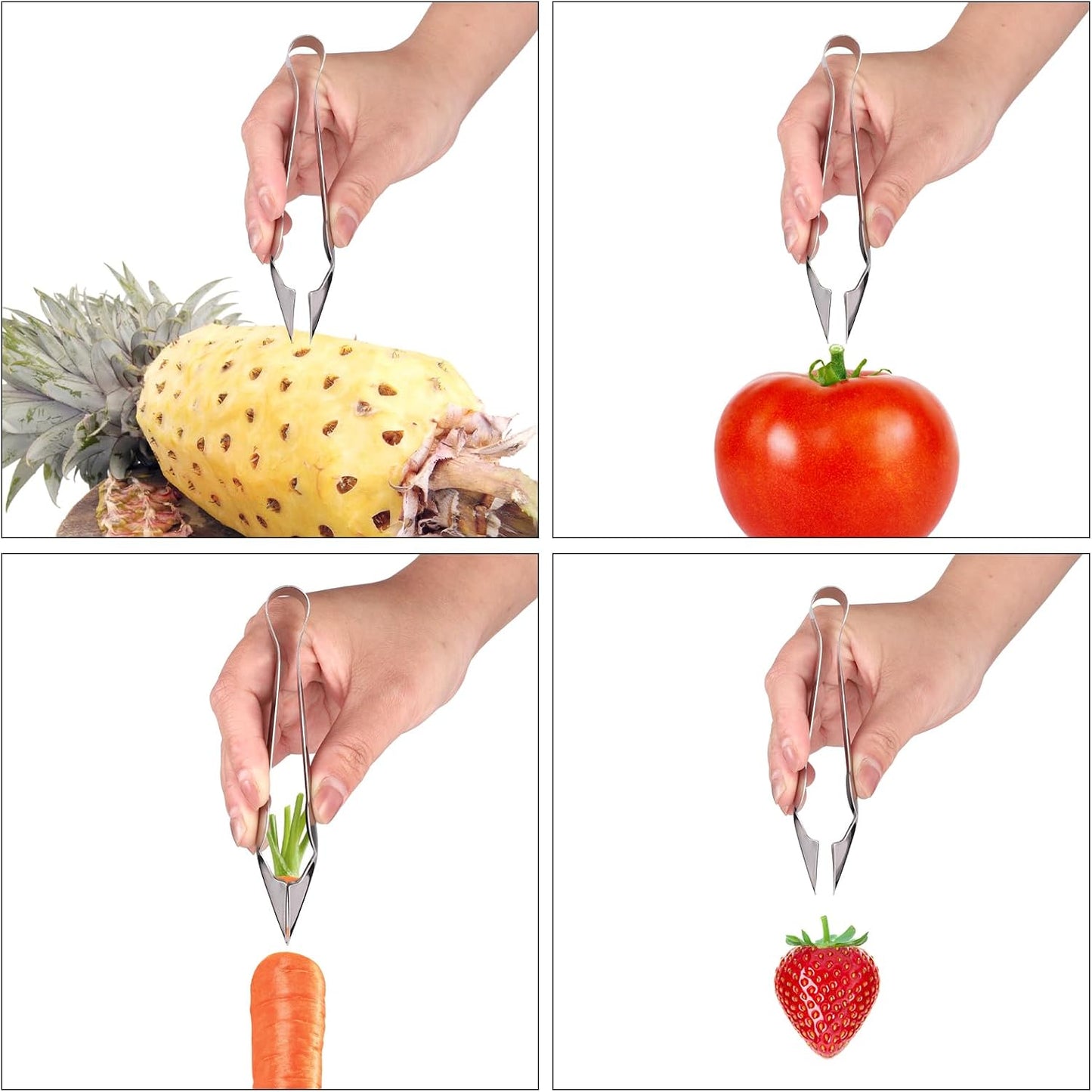 lasuroa 3pcs Stainless Steel Garlic Peeler with Fruit and Vegetable Remover, Garlic Tweezers Garlic Skin Remover Simple Fish Bone Tweezers Portable Garlic Peeling Clips Tool for Cooking Kitchen