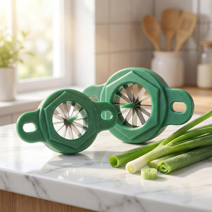 2-Pack Stainless Steel Scallion Shredder Onion Slicer and Chopper with Ergonomic Handle Portable Vegetable Cutter for Scallions Shallots Peppers Home Kitchen and Restaurant Use