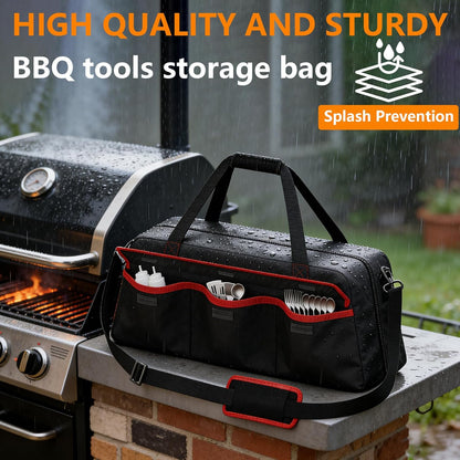 Grill Tool Storage Bag,Grill Utensil Storage Bag for Barbecue Tool up to 22",BBQ Utensil Storage Caddy with Pockets,Barbecue Utensil Case for Outdoor Grilling, Camping, Bag Only