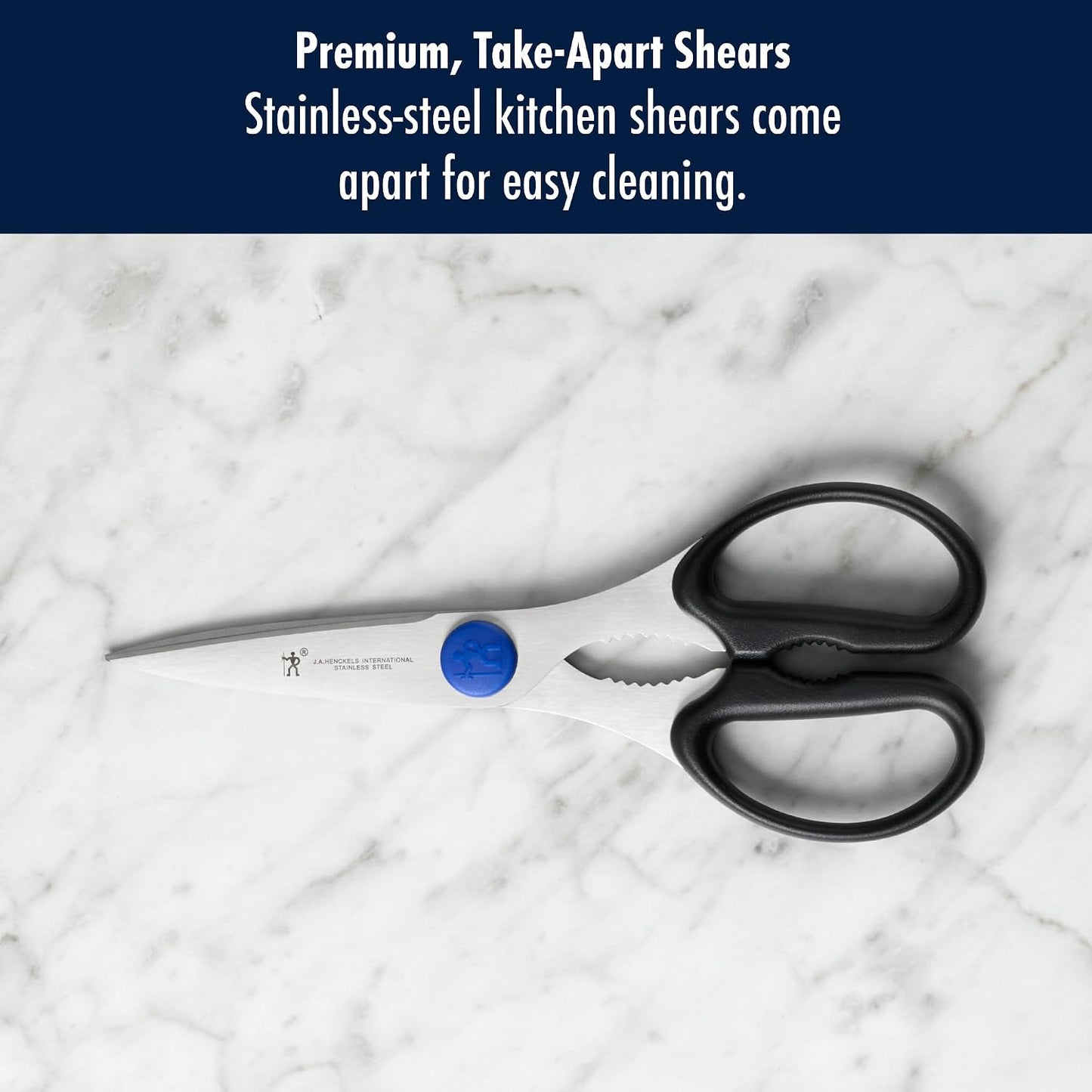 HENCKELS Kitchen Shears, Made in Japan, Kitchen Scissors, Multi-Purpose Scissors with Stainless Steel Blades, Built-In Bottle Opener & Soft Grip – Dishwasher Safe