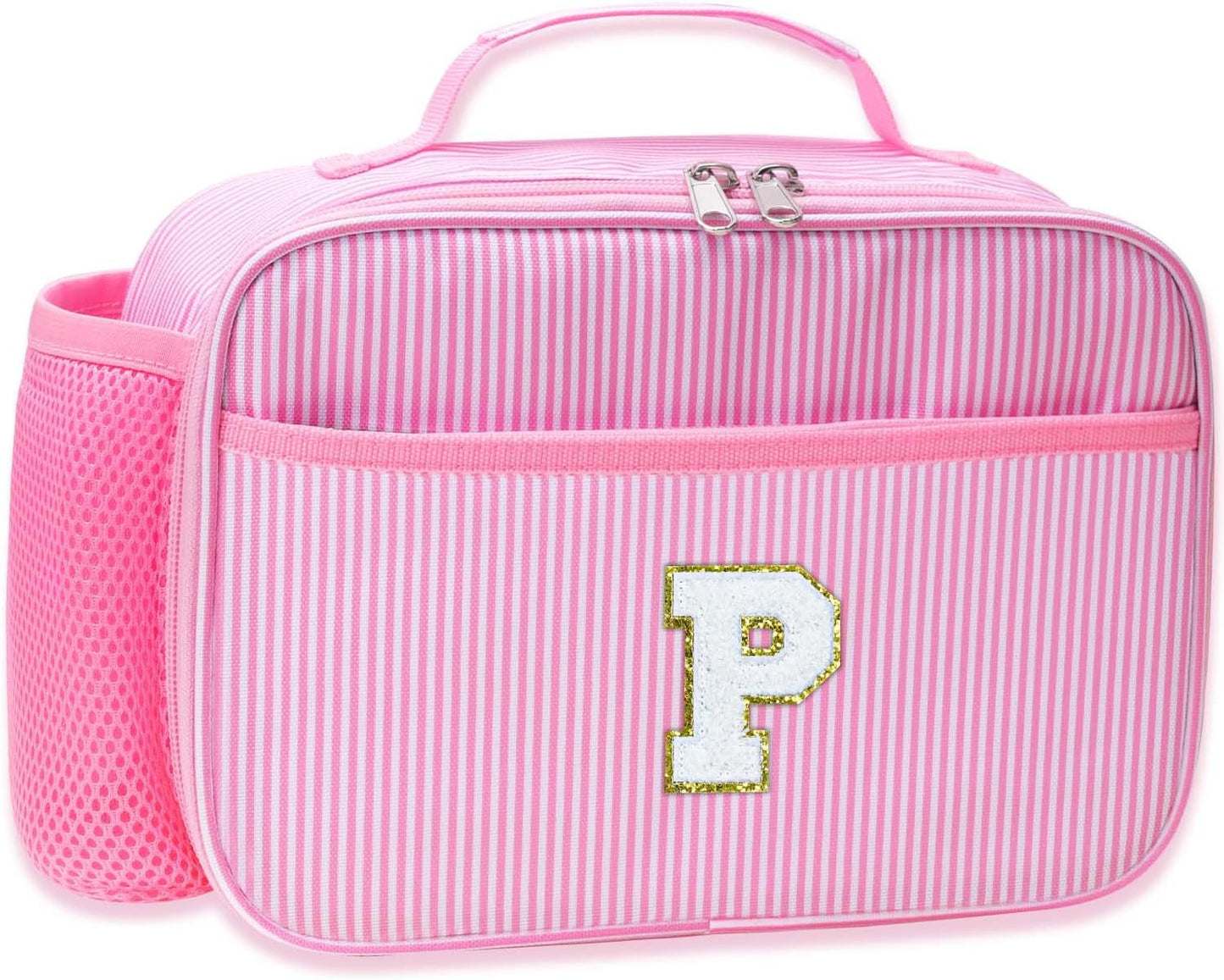 RHCPFOVR Kids Initial Lunch Bag - Insulated Lunch Box for Boys Girls,Washable Lunch Bag and Reusable Toddler Leak-proof Lunchbox for School and Daycare - Colors B