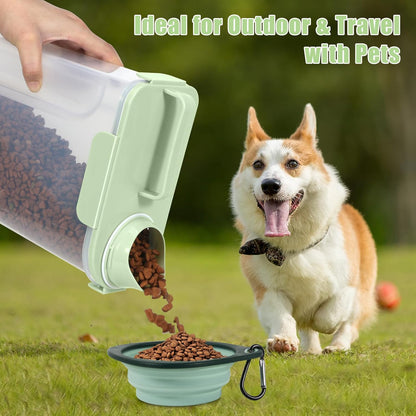 TBMAXS 2 Pack 3 Lbs Dog Cat Food Storage Containers for Travel, Portable Pet Food Storage Container, Easy-Pouring Bird Seed Dispenser, Airtight Rice Cereal Oatmeal Flour Holder -Beige