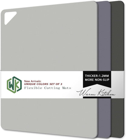 WK Small Flexible Plastic Cutting Boards for Kitchen Set of 3, Non Slip Cutting Mats for Meat, Mini Cutting Board Mats, BPA Free, Dishwasher Safe, 7.3x11.5"