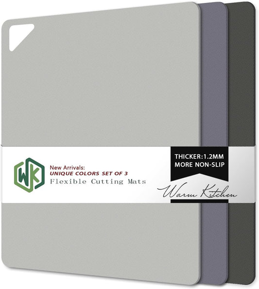 WK Small Flexible Plastic Cutting Boards for Kitchen Set of 3, Non Slip Cutting Mats for Meat, Mini Cutting Board Mats, BPA Free, Dishwasher Safe, 7.3x11.5"