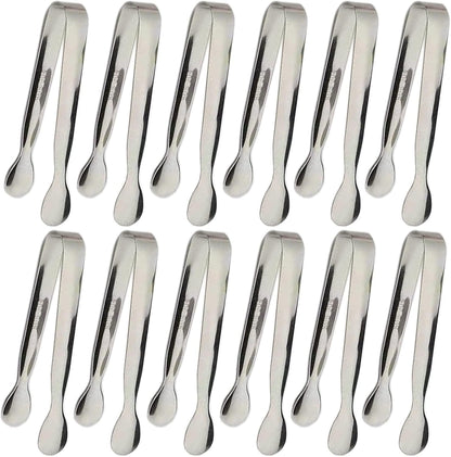 Ice Tongs Mini Sugar Tongs 4.25Inch Stainless Steel Kitchen Utensils Set,Small Serving Tong and Tiny Kitchen Tong for Appetizers,Tea Party, Coffee Bar, Desserts by Sunenlyst (Silver)