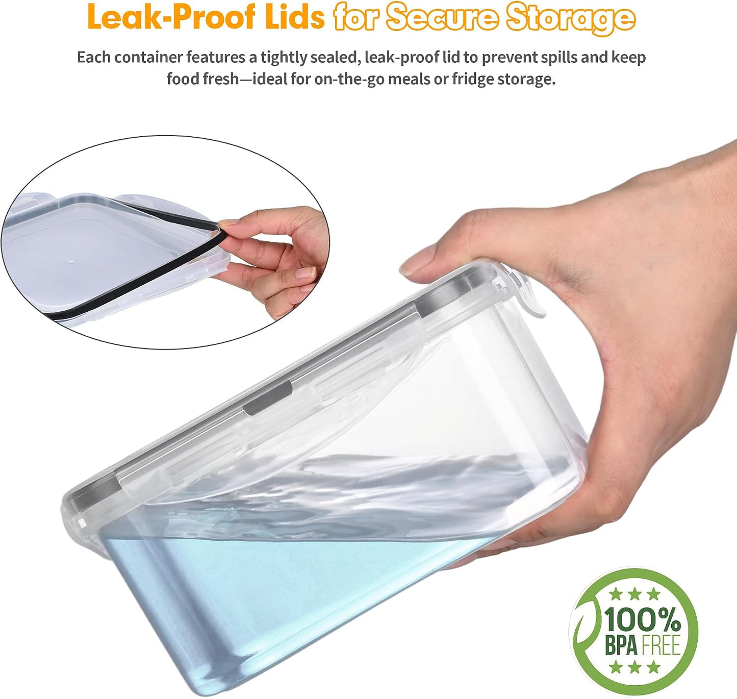 CLWVPCOT 5 Pack Large Food Storage Containers with Leak-Proof Lids, Stackable Kitchen Storage Bowls Sets (14/30/54/80/128 oz), Reusable Meal Prep Plastic Containers, BPA-Free, Dishwasher Safe