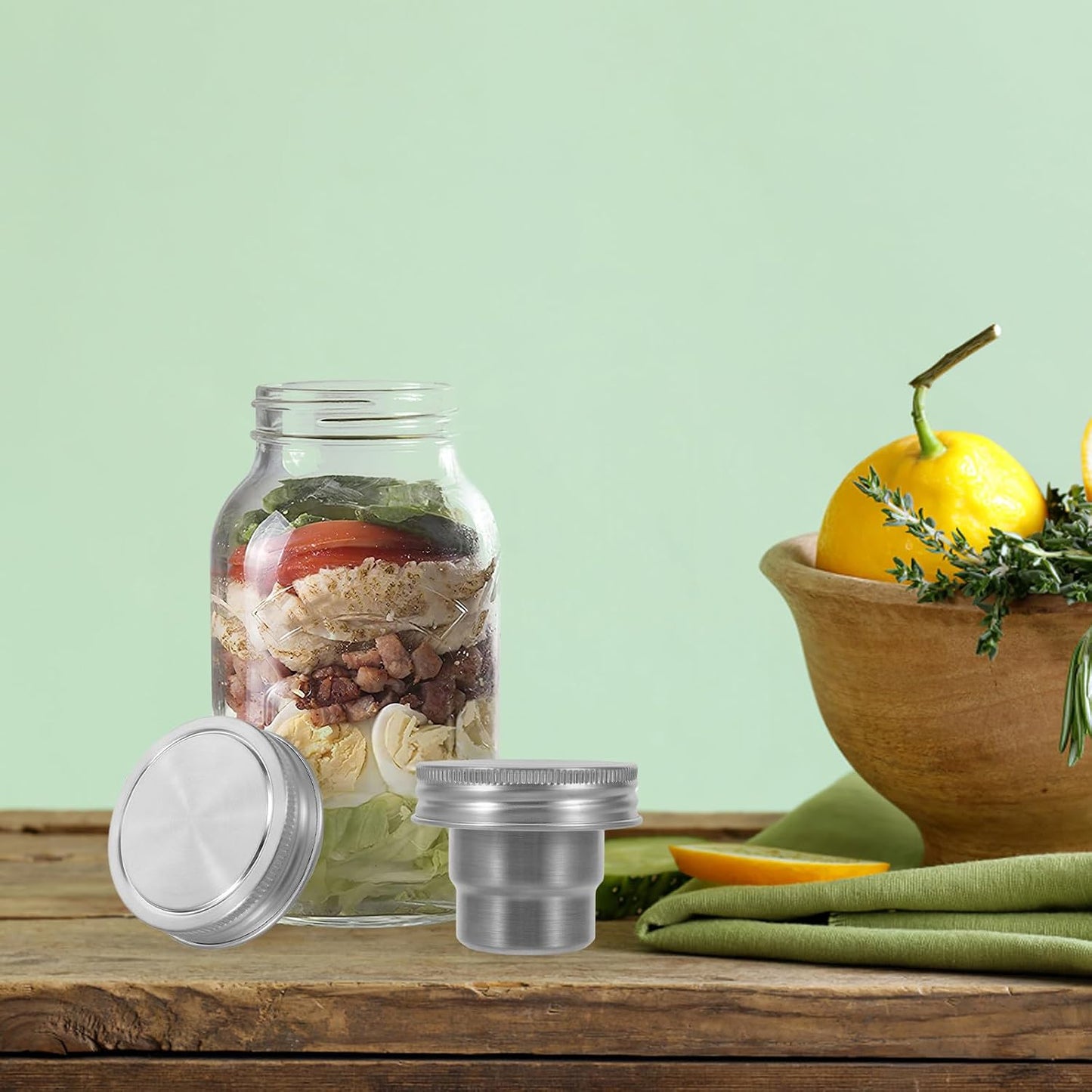 Kichvoe 2 Sets Mason Jar Stainless Steel Divider - 86ml Meal Prep Jar Insert Dressing Cup For Veggies Salads Dips And Snacks Food Separator