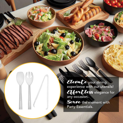 Party Essentials - N617 Hard Plastic Serving Tongs, 6.5", Black