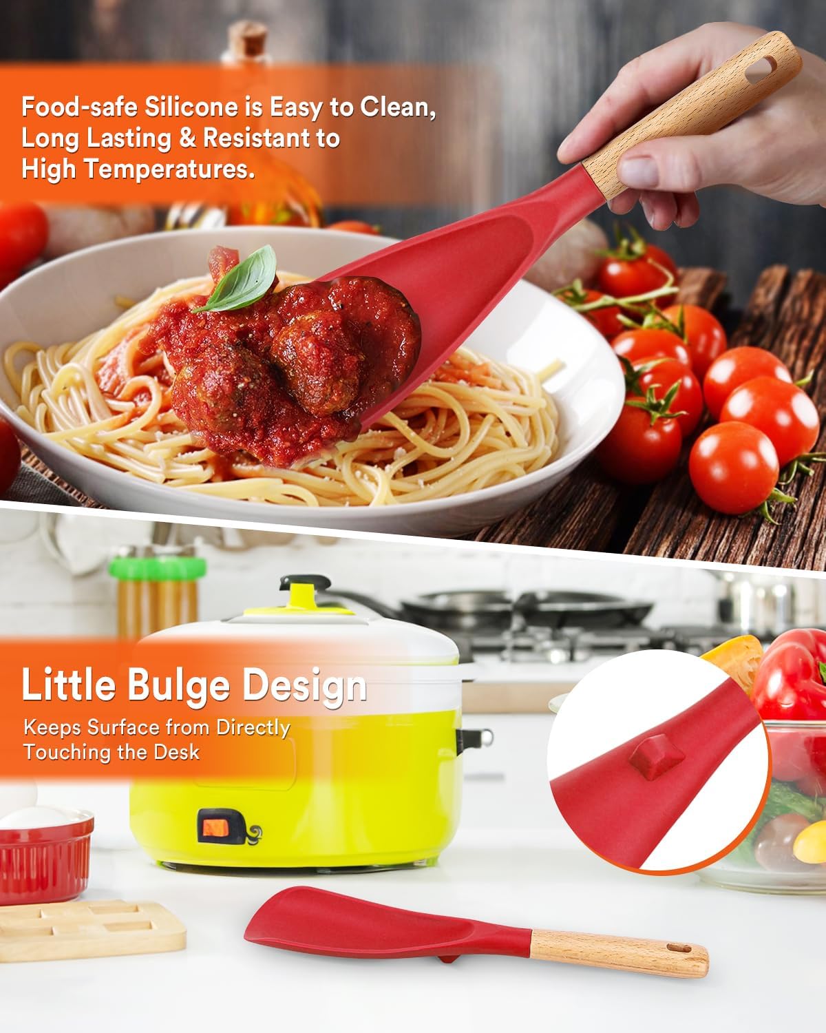 Badiano Cooking Spoon and Rice Scooper for Nonstick Cookware,Multi-function