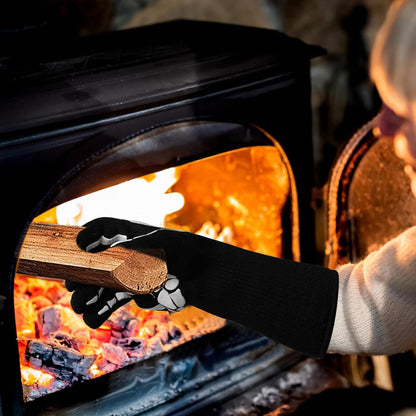 UBeesize Lengthen BBQ Gloves (Phoenix), 1472°F Heat Resistant Grill Glove, 14 inch Fireproof Oven Gloves for Cooking, Non-Slip Fire Glove for Grilling, Barbecue, Smoker, Baking, Frying