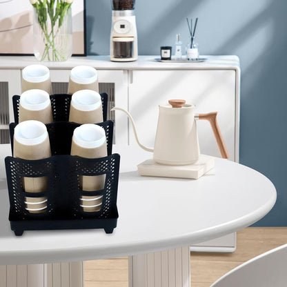 Paper Cup and Lid Holder 6 Slot Disposable Coffe Cup Dispenser for Coffee Station, Breakroom, Bar, Restauran