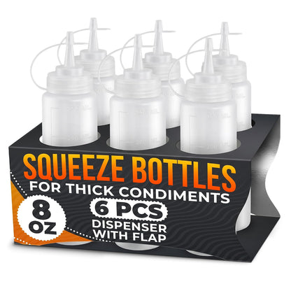 HYQO Small Squeeze Bottles for Sauces, 4 Oz Plastic with Cuttable Tip
