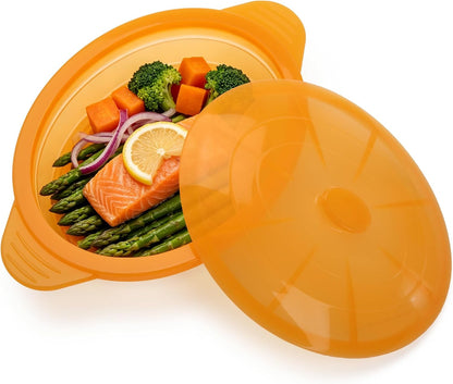 Silicone Microwave Steamer Collapsible Cooker for Vegetables Fish Prep Meal