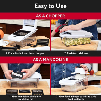 Fullstar Core Vegetable Chopper - Chop and Slice Lid - Food Chopper with Container, Veggie Chopper, Fruit Slicer, Onion Dicer - Meal Prep Essential - Kitchen Gadgets and Gifts (6-in-1, White/Black)