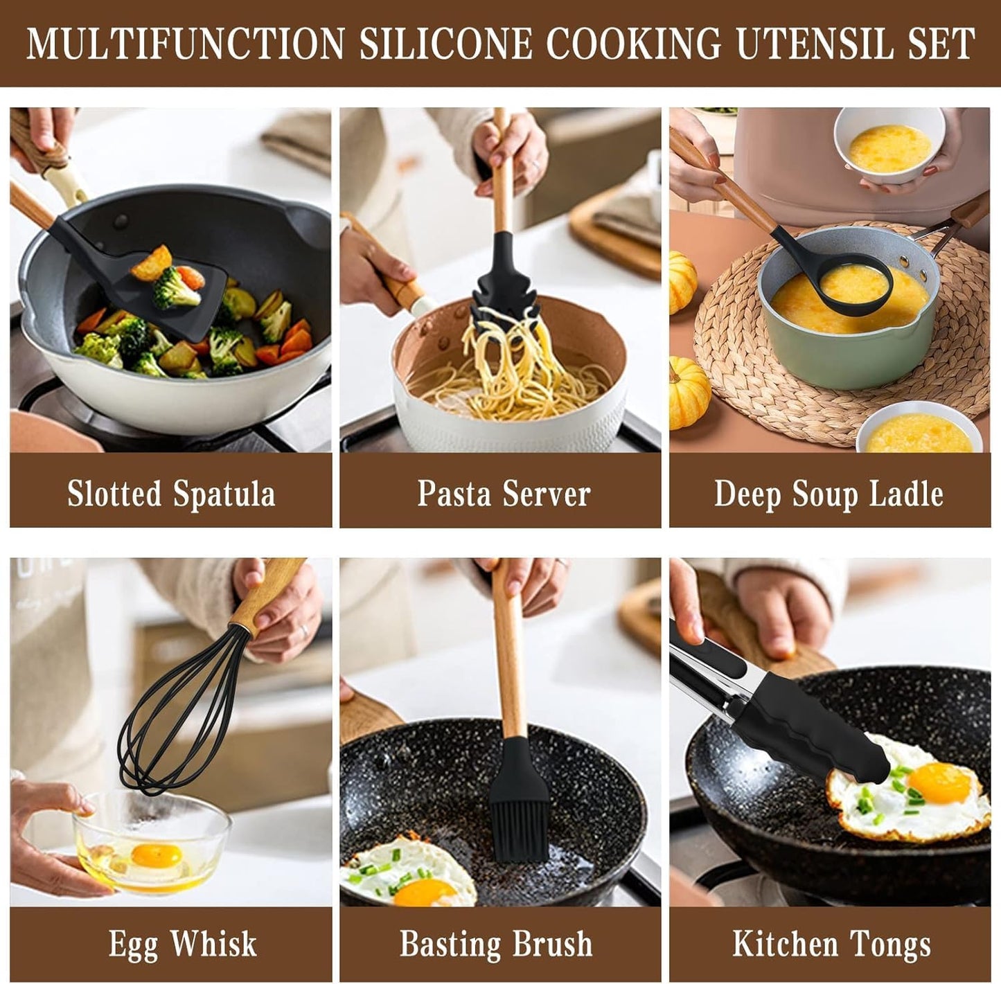 Umite Chef Food Grade Thickened Silicone (Stainless Steel Core) Kitchen Gadgets Tools Set - Kitchen Cooking Utensils Set, Heat Resistant Kitchen Spatula Tools Set