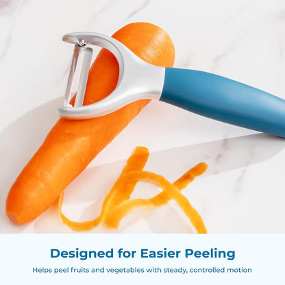 OOU Garlic Press, Stainless Steel Garlic Mincer with Premium Zinc Alloy Construction, Easy-Squeeze Ergonomic TPE Non-Slip Grip Handles, Reverse Cleaning Bumps and Dishwasher Safe Design, Blue