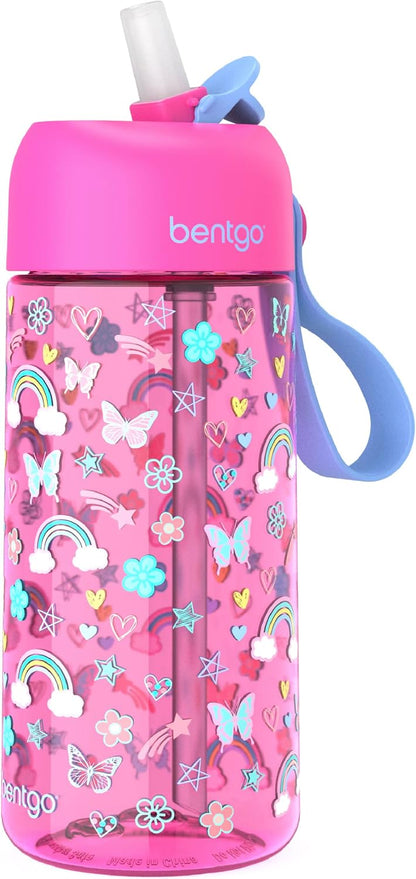 Bentgo Kids Water Bottle - Leak-Proof, Durable Tritan PFAS- & BPA-Free 15 fl oz, Kids/Toddlers Ages 3+ for School & Sports; Bite & Sip Spout, Carrying Handle, Dishwasher Safe (Unicorn)