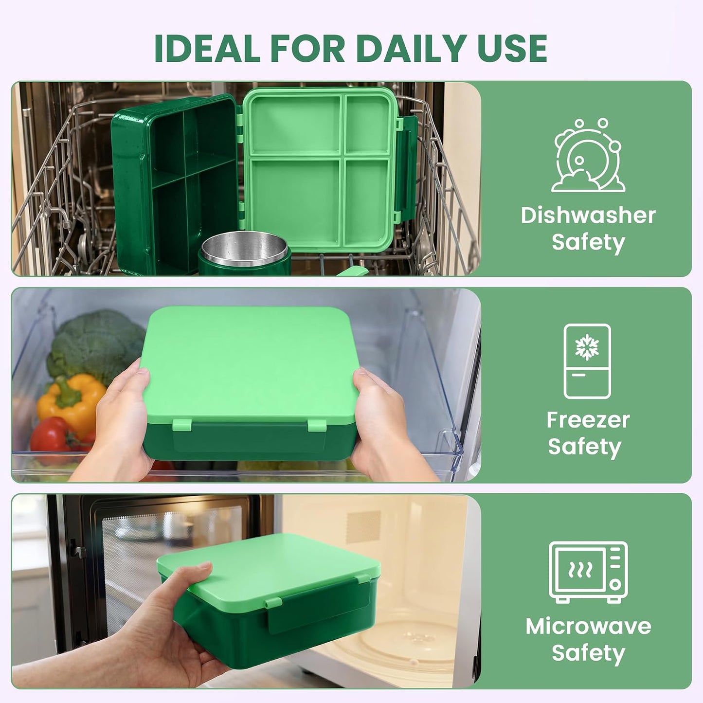 LOHASOK Bento Lunch Box Kids with 8oz Soup Thermo, Leak-Proof Lunch Containers with 4 Compartment, Thermo Hot Food Jar and Insulated Lunch Box for School Blue