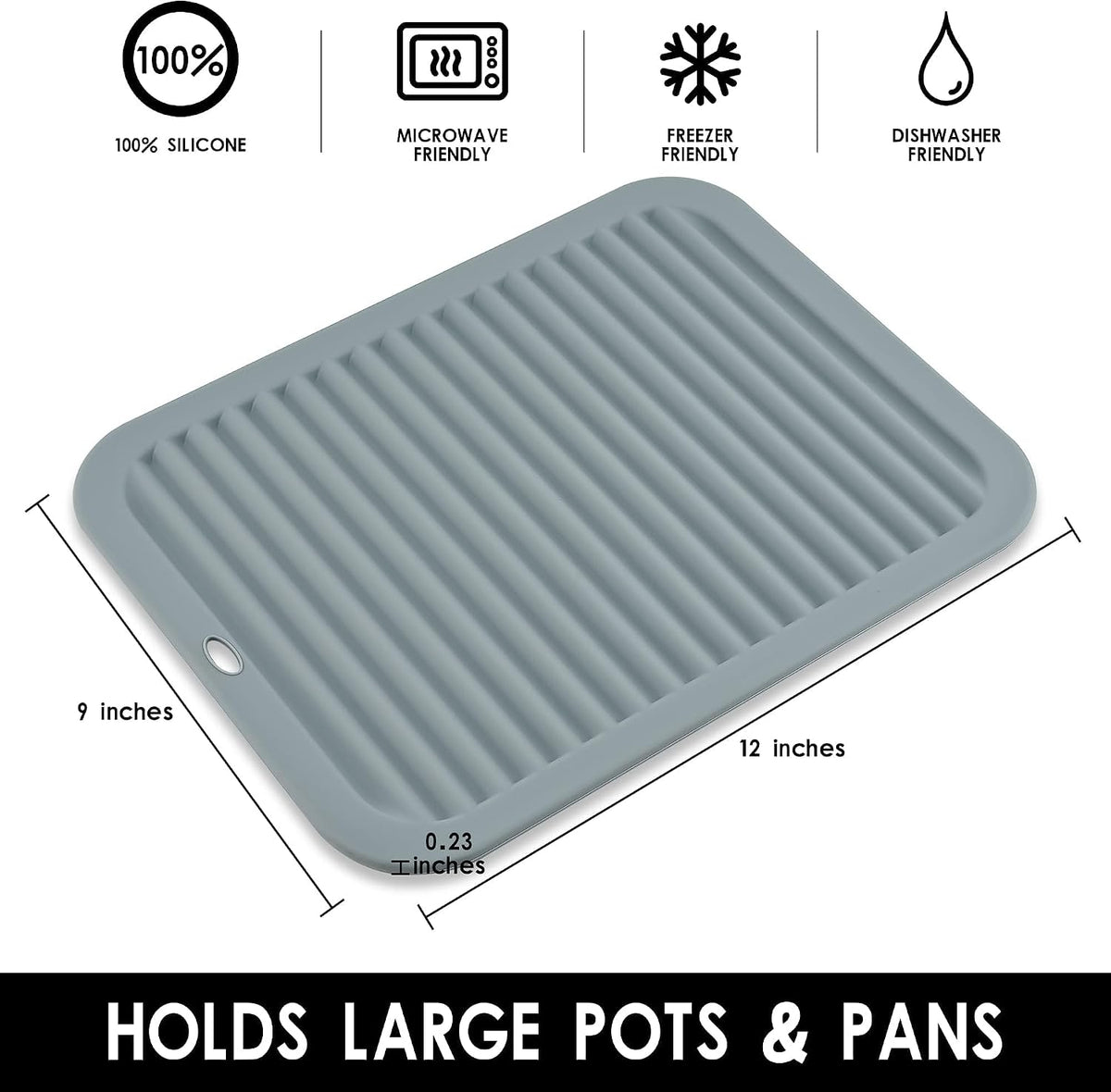 Silicone Hot Pads for Kitchen, Trivets for Hot Pots and Pans, Multi-Purpose Trivets for Quartz Countertops, Non Slip Trivet Mat, Silicone Mats for Kitchen Counter Pot Holders Set 2 Black
