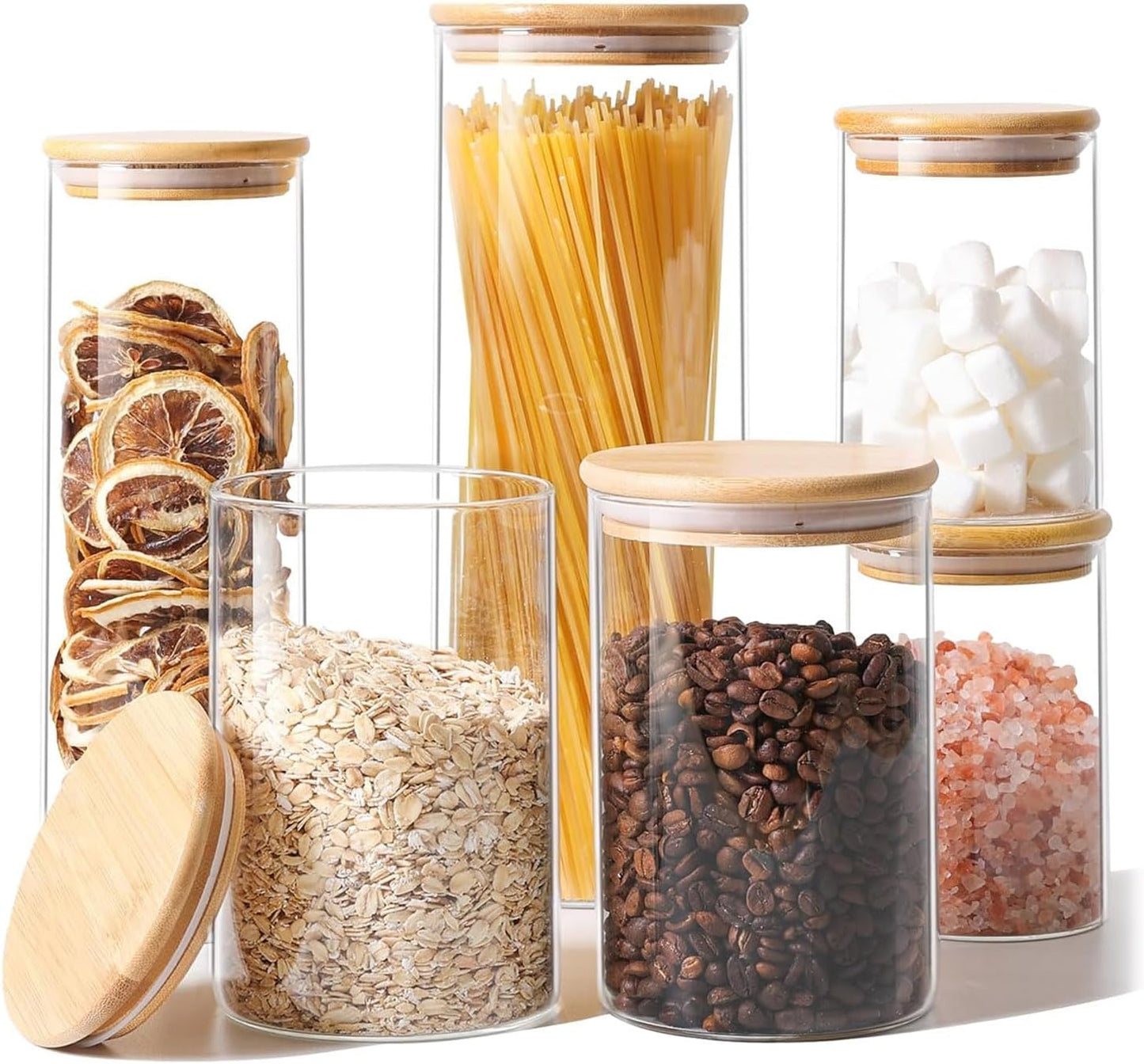ComSaf 2Pcs Large Glass Storage Containers with Lids 4Qt, 1 Gallon Wide Mouth Flour Sugar Storage Containers, Large Capacity and Sealed for Rice, Cereal, Oat, Easy Clean and Scoop, Pantry Organization