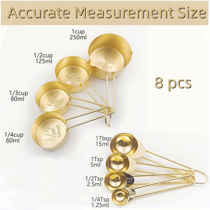 9PCS Black Stainless Steel Measuring Cups and Spoons Set, Heavy Duty Measuring Cup Set