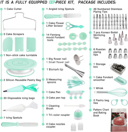 Boyun 138 Cake Decorating Kit, Baking Supplies Tools for Beginners & Pros