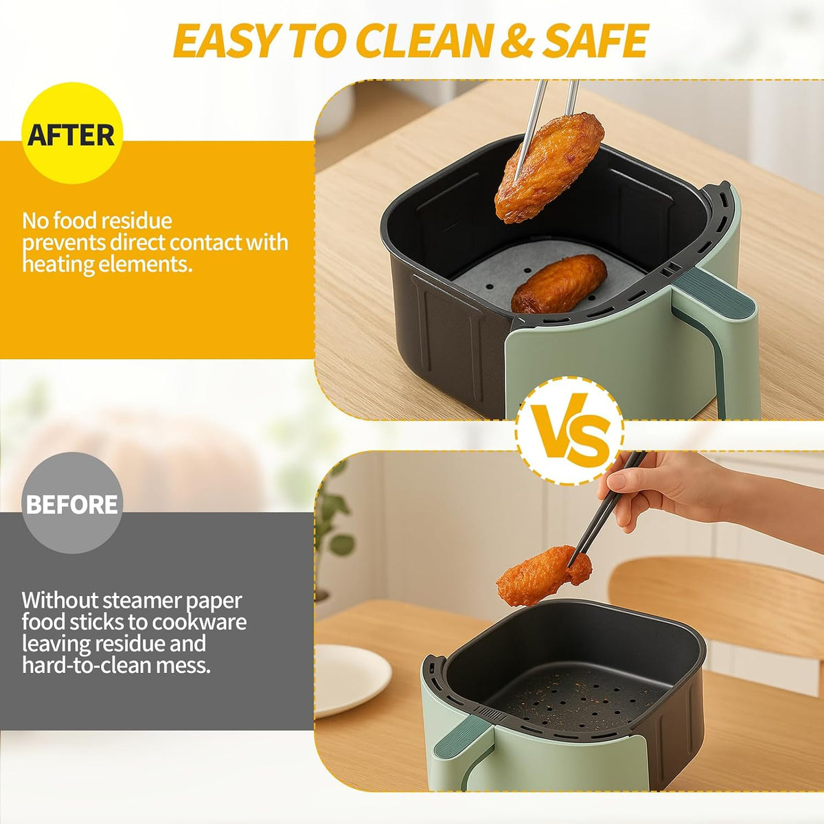 Non-Stick Bamboo Steamer Paper, 10" Round Liners with Holes for Steamer Basket, Air Fryer, Bamboo Steamers, and Oven Use