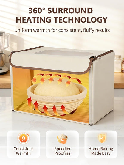 Folding Bread Proofing Box Dough Proofer, Electric Sourdough Warmer with 68-131°F Temp Control & 99H Timer