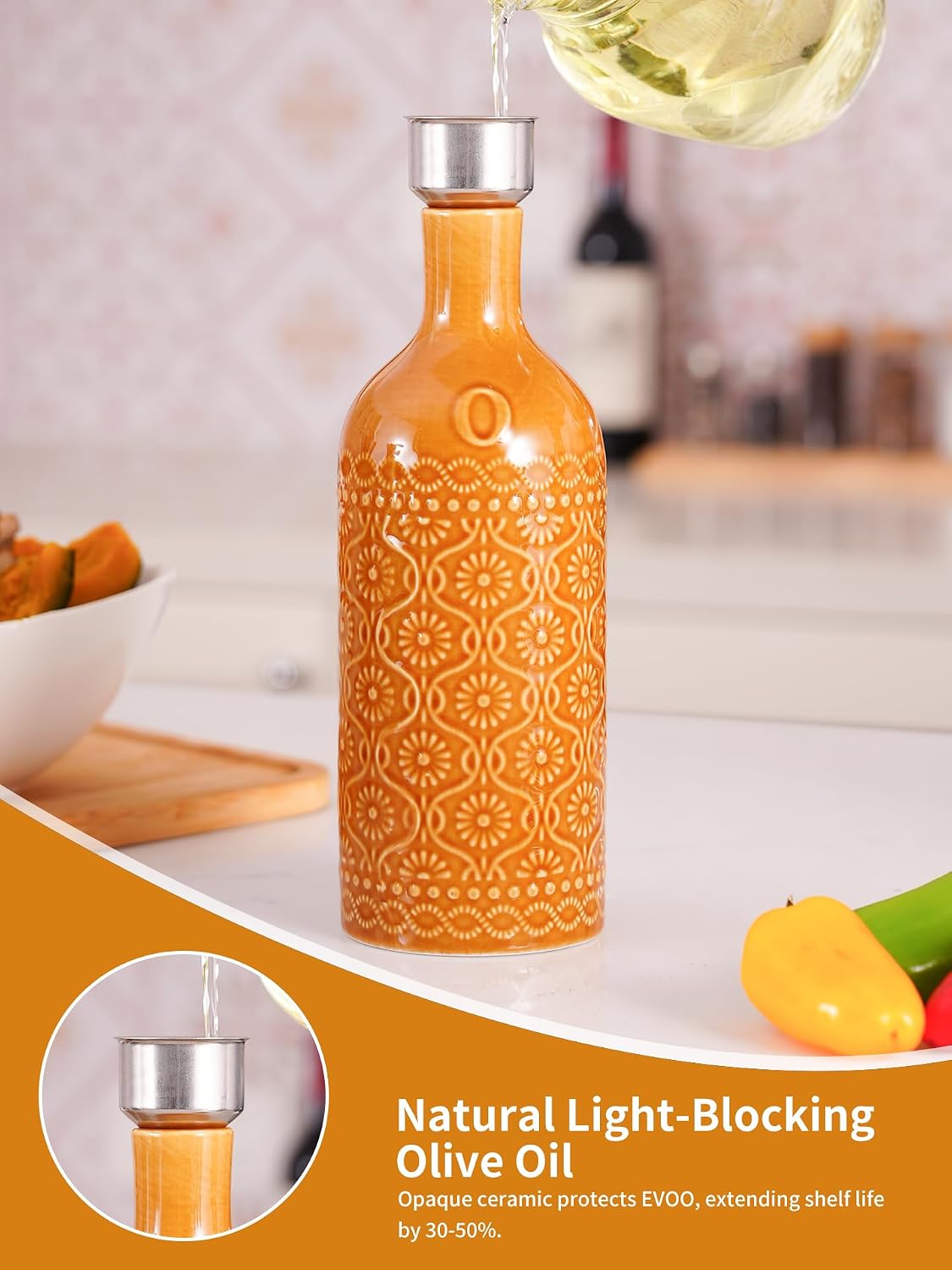 20oz Ceramic Olive Oil Dispenser Bottle - Ivory White