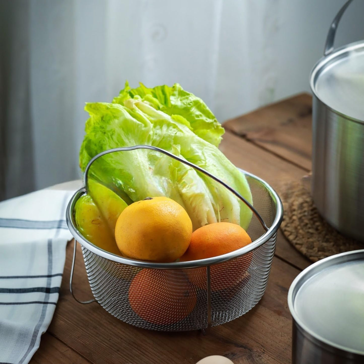 Stainless Steel Steamer Basket with Handle, Pressure Cooker Steamer Insert