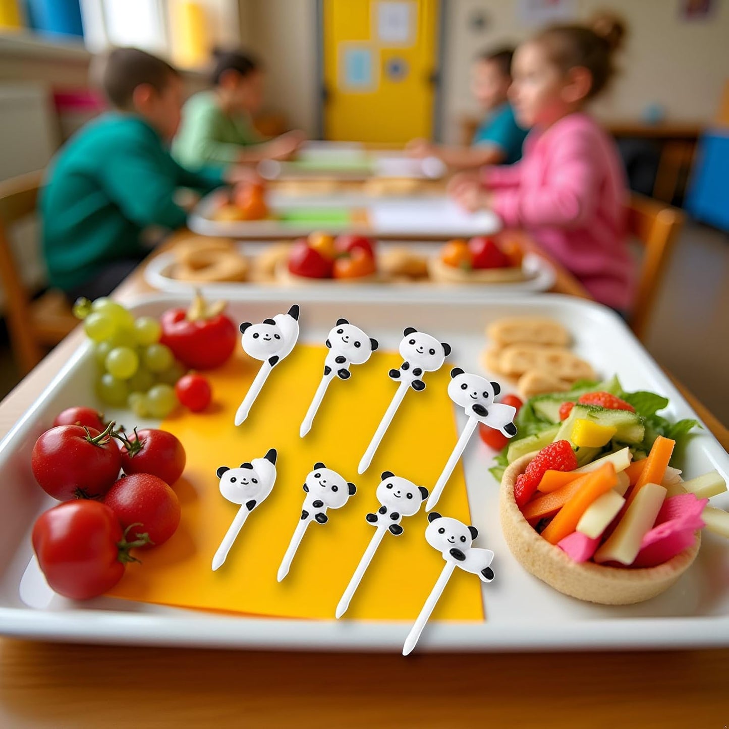 8Pcs White Cute Fun Bento Picks,Food Picks for Kids,School Lunch Accessories for Kids,Cute Animal Fruit Toothpicks,Fruit Food Toothpicks,Lunch Bento Box Picks for Toddler Cocktail Picks Bar Tools