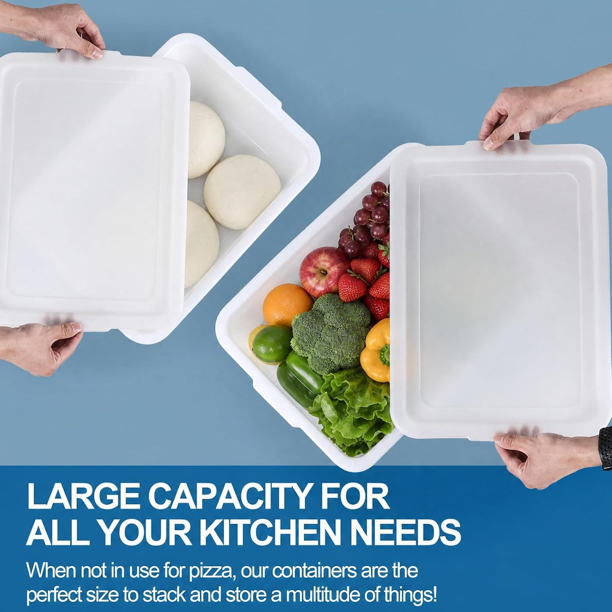 3-Pack 13 L Pizza Dough Proofing Box with Lid, White