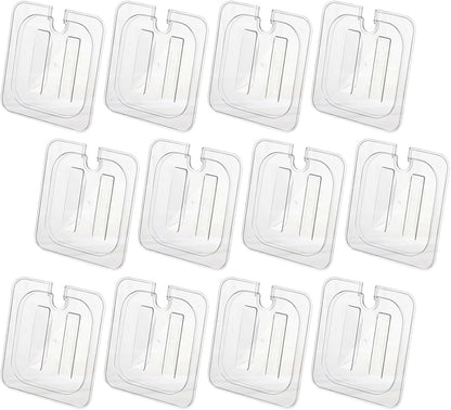 12 Pcs Clear Plastic Table Pan Lid, 1/6 Size Polycarbonate Lids