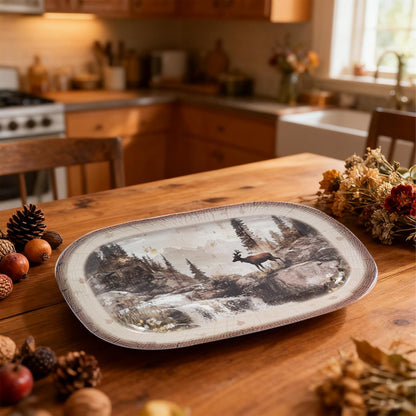 2 Pack Extra Large 17.5 Inch White Serving Trays – Reusable Melamine Platters for Parties, Snacks & Cookies, Durable Food Serving Dishes for Entertaining, Pantry & Kitchen Use White