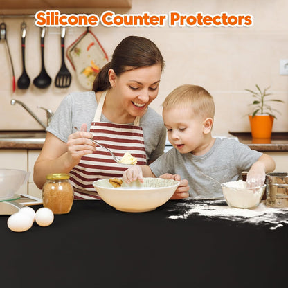 Extra Large Silicone Mat, 84”x24” Heat Resistant Mats for Countertop, Cuttable Waterproof Kitchen Counter Mat, Multipurpose Countertop Protector Mat, Silicone Mats for Kitchen Counter (Translucent)