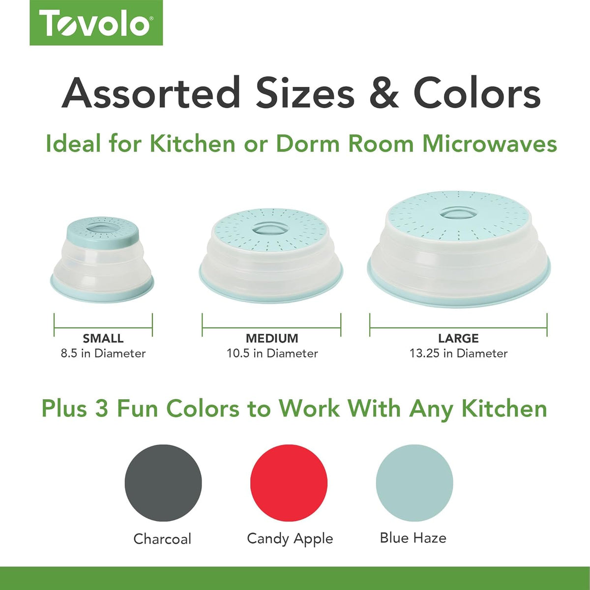 Tovolo Collapsible Microwave Splatter Cover, Charcoal Gray, Medium 10.5"