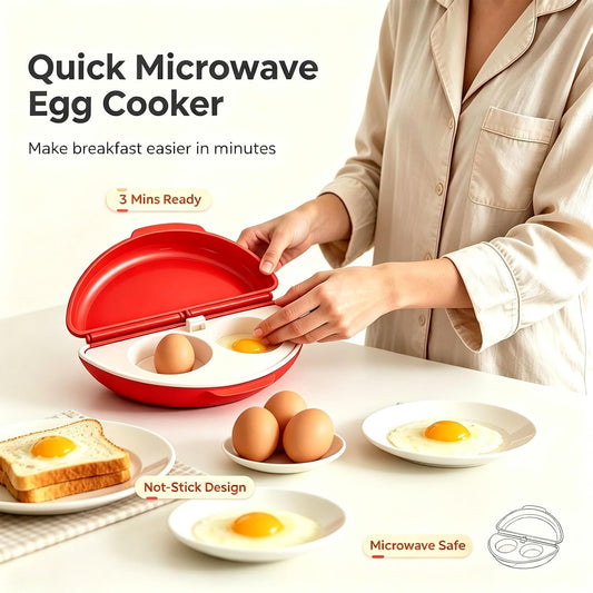 2-In-1 Microwave Omelette Maker & Egg Cup Cooker with Removable Tray，A+B
