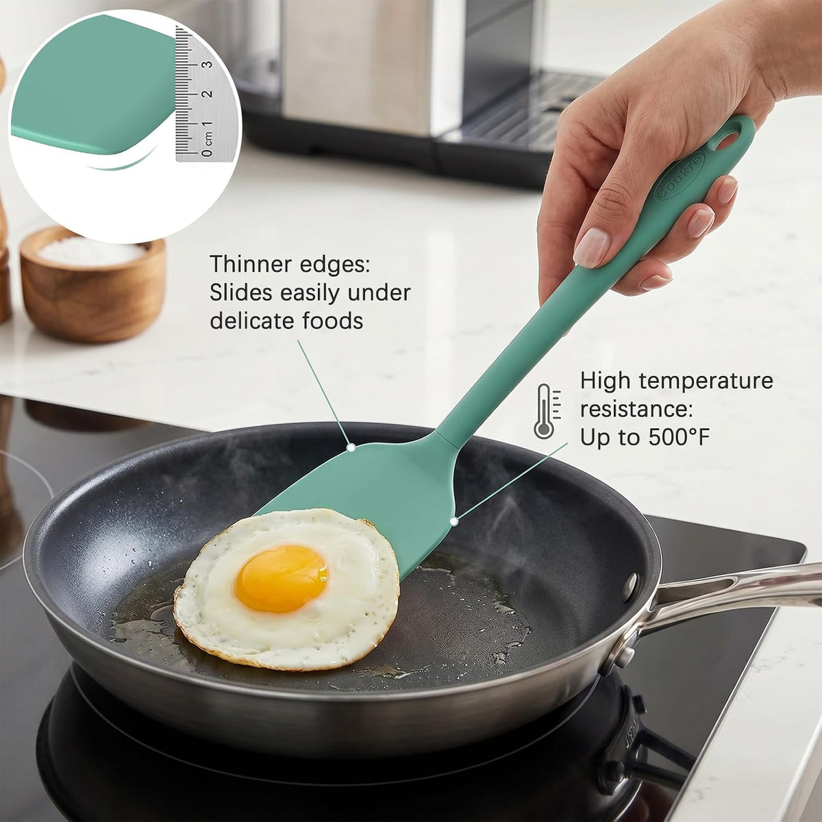 Coukre Silicone Spatula Set, Heat Resistant to 500°F, BPA-Free