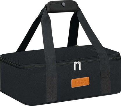 LHZK Insulated Casserole Carriers for Hot or Cold Food, Lasagna Holder Tote for Potluck Parties, Beach, Picnic, Travel, Fits 11x15 or 9x13 Dish (Black)