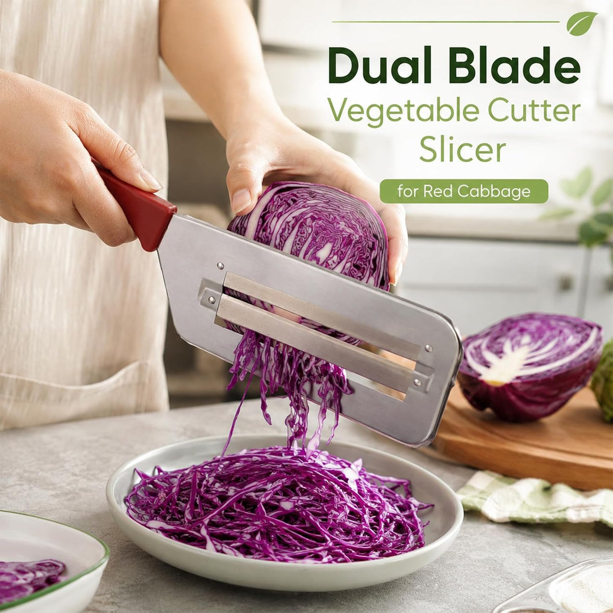 Cabbage Shredder for Coleslaw, DualBlade Cabbage Slicer Shredder