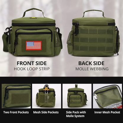 Lunch Box for Men, Tactical Lunch Bag MOLLE Webbing Leakproof Insulated Lunch Cooler Women Adult Meal with Adjustable Shoulder Strap Lunch Pail (Blue)
