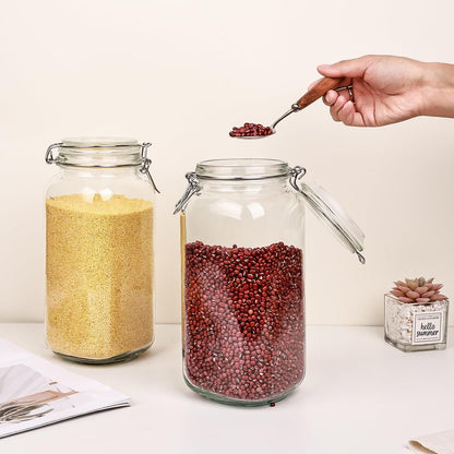 Glass Food Storage Jars 37 oz Set of 6,Glass Storage Containers Clear Glass Food Canister with Bamboo Lid Airtight For Serving Tea, Coffee, Flour, Sugar, Candy, Cookie, Spice and More (Square)