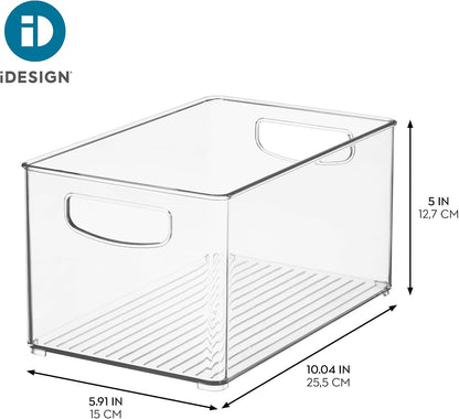 iDesign Stackable Clear Plastic Bin, 4-Pack | Kitchen Organizers and Storage, For Fridge and Pantry