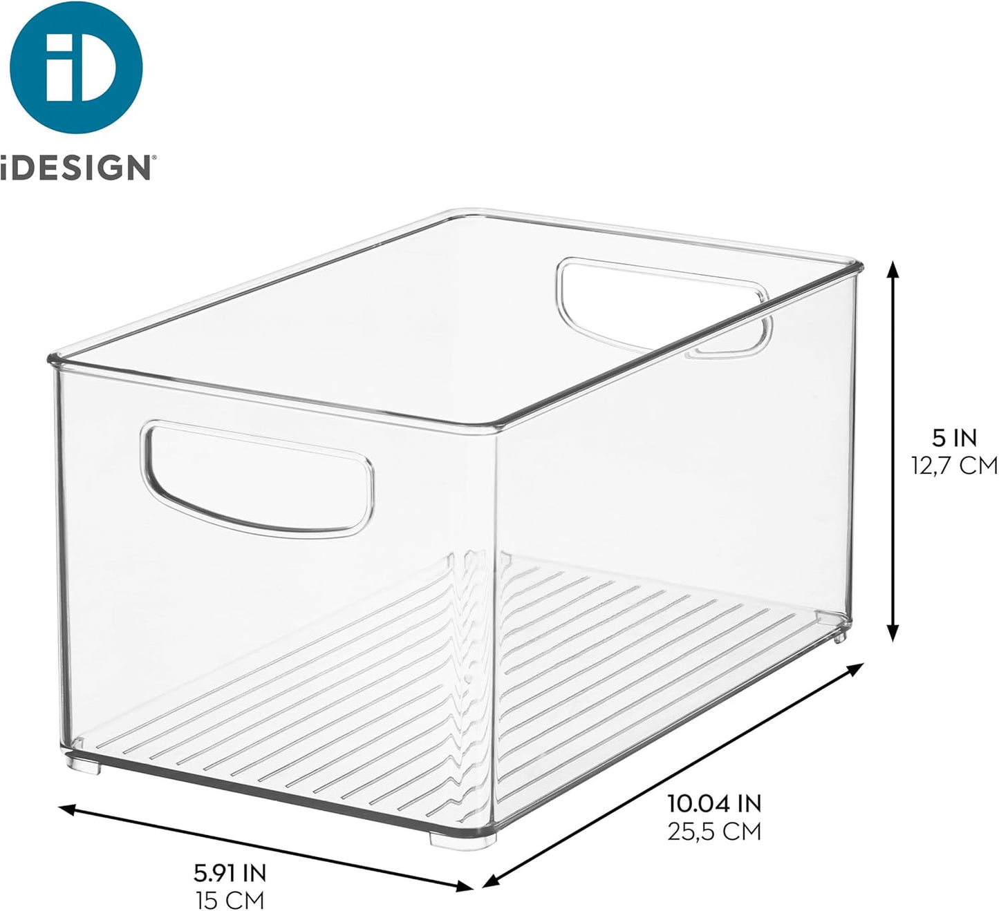 iDesign Stackable Clear Plastic Bin, 6-Pack | Kitchen Organizers and Storage, For Fridge and Pantry