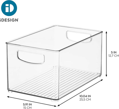 iDesign Stackable Clear Plastic Bin, 2-Pack | Kitchen Organizers and Storage, For Fridge and Pantry