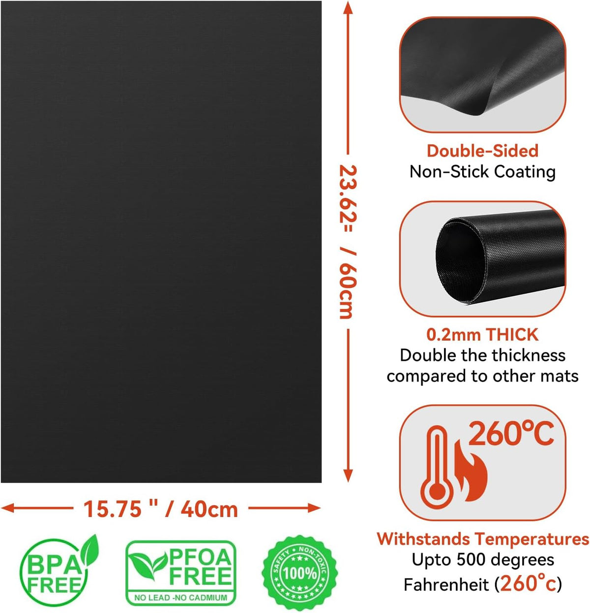 Oven Liners for Bottom of Electric Gas Oven, Reusable Non-Stick Teflon Protector Mat, Heat Resistant Grill Mats Outdoor, Easy to Clean Gas Stove Liners BPA and PFOA Free 23.6"x 15.7" Stovetop Cover